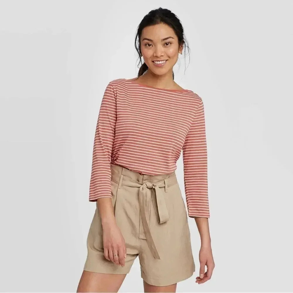 A New Day Women’s‎ Large Boat Neck Pin Striped Shirt